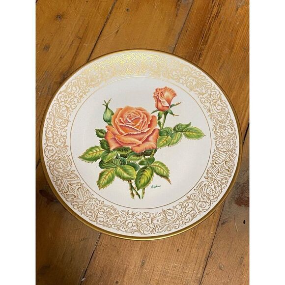 The Edward Marshall Boehm Roses of Excellence Collection The Tropicana Rose Plat - Picture 1 of 2